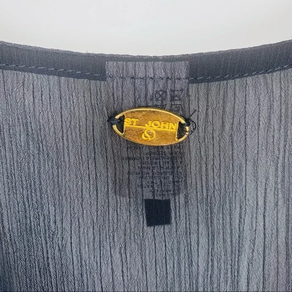 St. John Swim Suit Cover Up Chiffon Sheer Sequin Bead Tie Waist Beach Pool Black - Picture 3 of 10